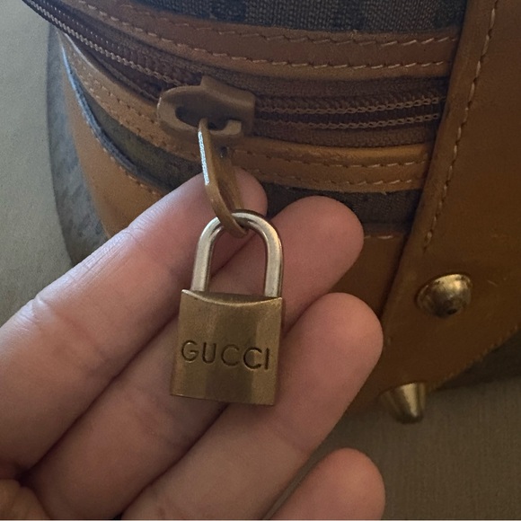 Gucci Vintage Authentic Coated Canvas Travel LuggageSherry Line Stripes 1980’s - Picture 10 of 17